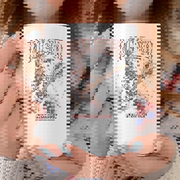 面白いギター猫 エレキギターでロックを弾く猫 長袖tシャツ コーヒーマグ 面白い贈り物