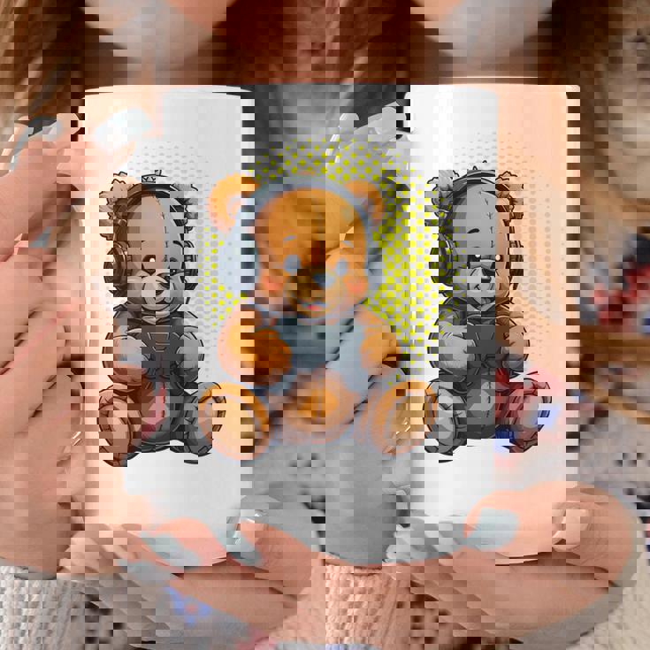 面白いゲームテディホールディングビデオゲームコントローラー。 長袖tシャツ コーヒーマグ 面白い贈り物