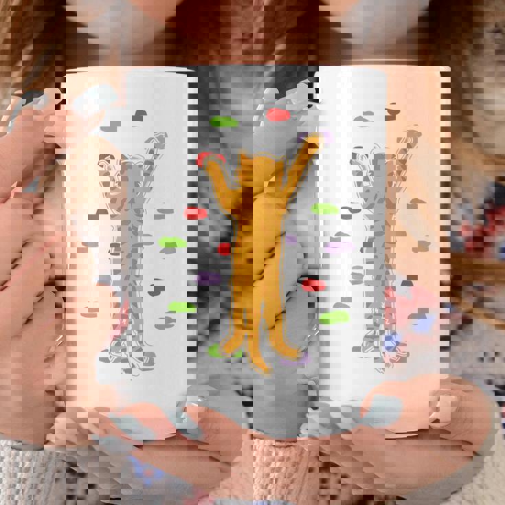 面白くてかわいいボルダーロッククライミングキャット背中にプリント コーヒーマグ 面白い贈り物