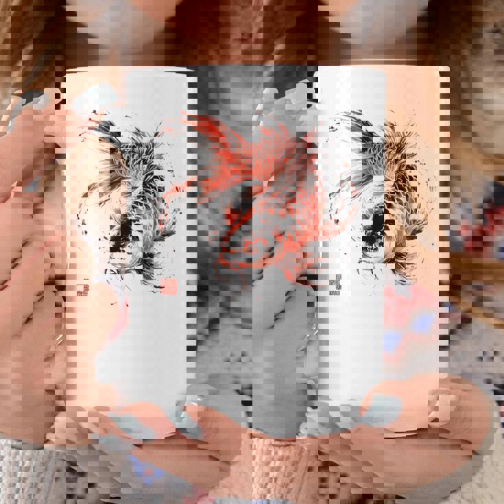 鯉 赤黒 アクアリウム ニシキゴイ 観賞魚 イラスト バックプリント コーヒーマグ 面白い贈り物