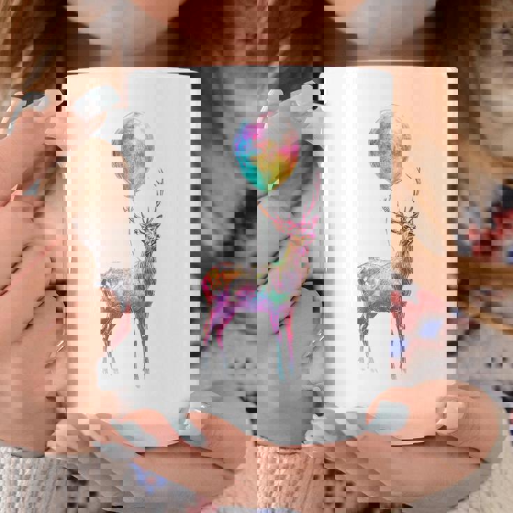 鹿 カラフル モチーフ 抽象 動物 プリント アート 鹿 コーヒーマグ 面白い贈り物