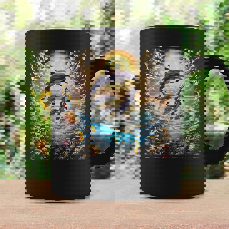 90年代イルカ、アロハ ハワイアン イルカ、カラフルなビーチ コーヒーマグ ギフトのアイデア