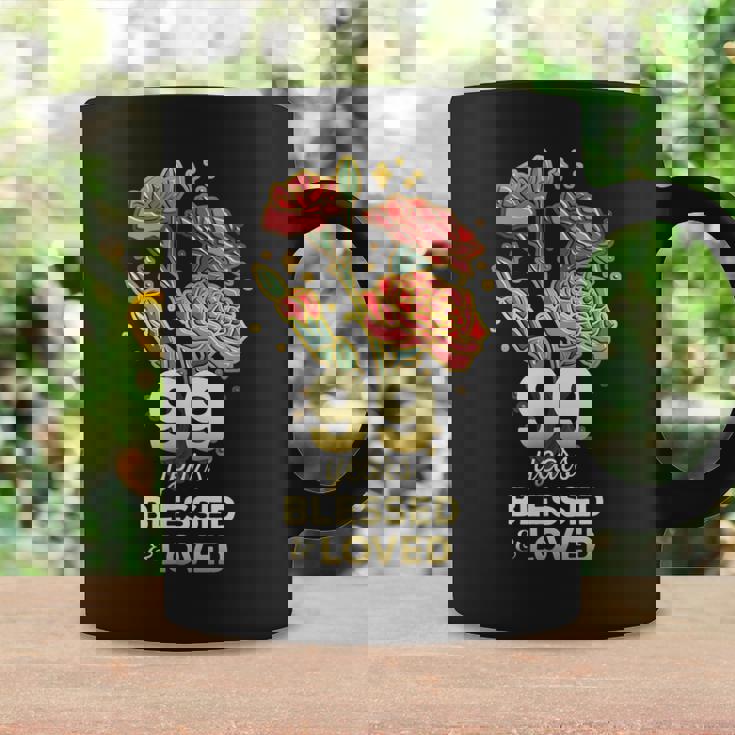 99歳祝福され愛された花 99歳の誕生日お母さんおばあちゃん コーヒーマグ ギフトのアイデア