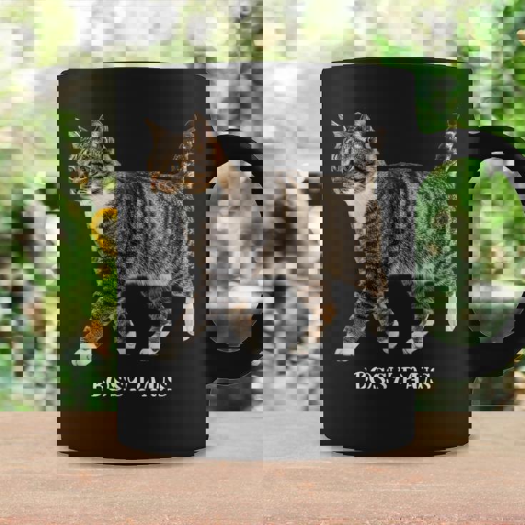 Bossy Paws 猫好き キジトラ白 猫ネタ 猫しもべ ツンデレ 猫飼い 猫オーナー 猫依存症 おもしろ コーヒーマグ ギフトのアイデア