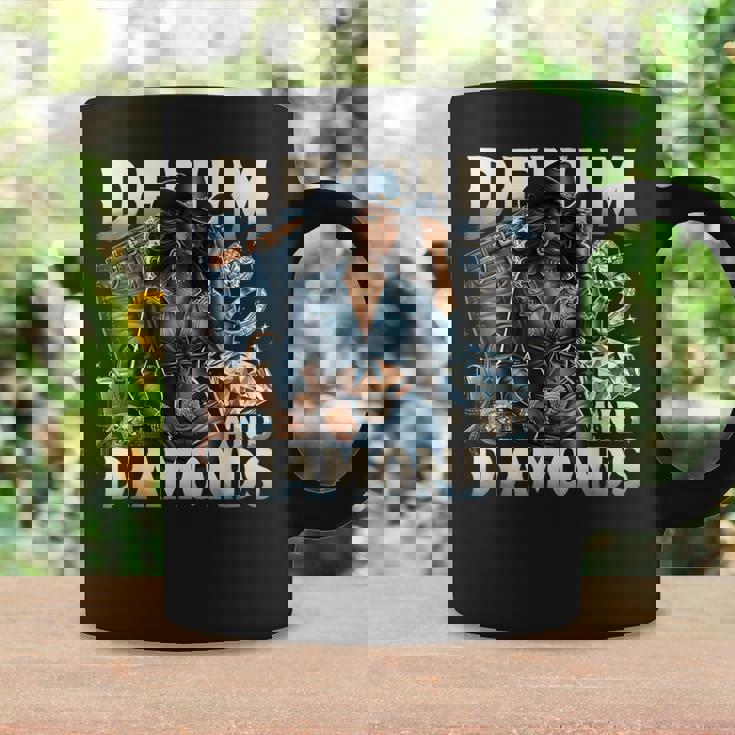 Denim And Diamonds African Melanin Swag Cowgirls Western Coffee Mug Gifts ideas