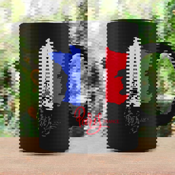Enjoy Travel Paris France Flag & Eiffel Tower Graphic コーヒーマグ ギフトのアイデア