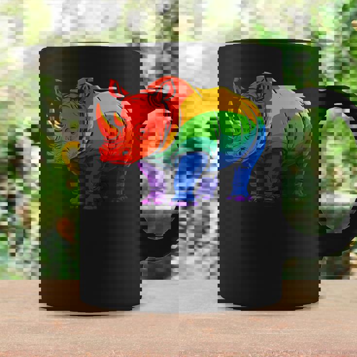 Lgbt 力強い虹色のサイ Rainbow Rhinoceros Graphic コーヒーマグ ギフトのアイデア