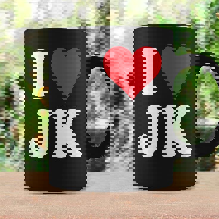 I Love Jk Initials I Heart JK First Last Name J K コーヒーマグ ギフトのアイデア