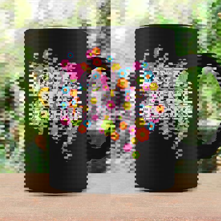Love Peace Happiness 60年代70年代ヒッピーフラワーパワー コーヒーマグ ギフトのアイデア