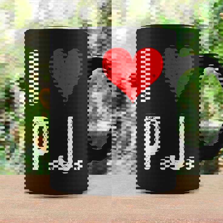 I Love Pj PJ ハート アンティーク調 長袖tシャツ コーヒーマグ ギフトのアイデア