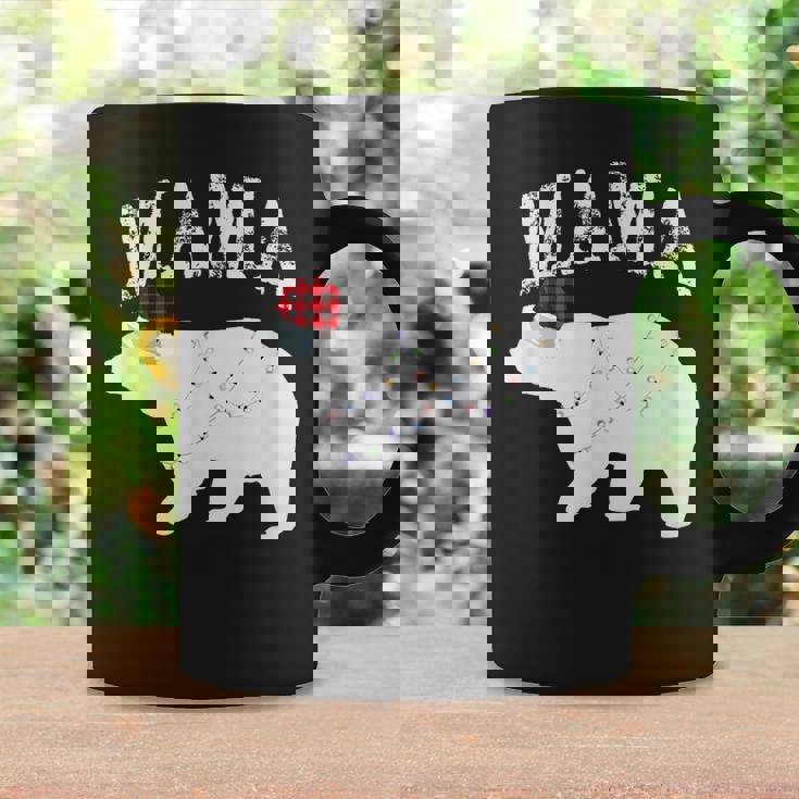 Mama Bear Xmas Buffalo Plaid Lights Matching Family Pajama コーヒーマグ ギフトのアイデア