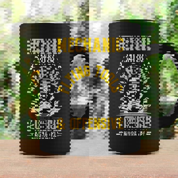 Mechanic Caution Flying Tools 自動車整備士 コーヒーマグ ギフトのアイデア