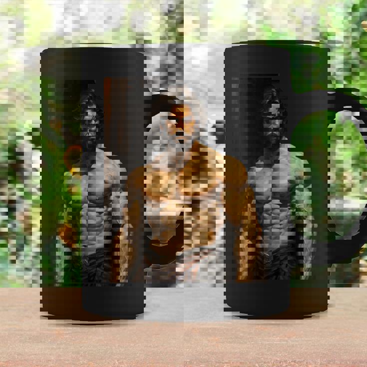 Muscle Man Bodybuilder Gay Daddy Classic Oil Paintingtyle コーヒーマグ ギフトのアイデア