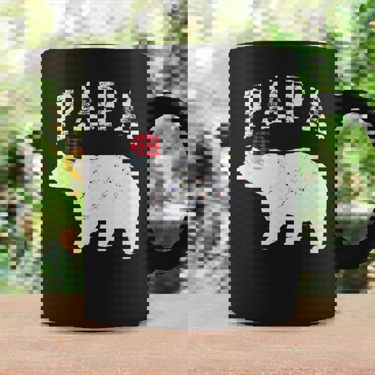 Papa Bear Xmas Buffalo Plaid Lights Matching Family Pajama コーヒーマグ ギフトのアイデア