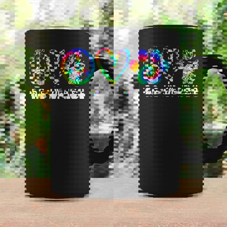 Peace Love Rescue Dog Paws Tie Dye Rainbow Animals Coffee Mug Gifts ideas