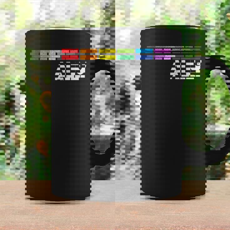 Proud Ally Bars Equality Lgbtq Rainbow Flag Gay Pride Ally コーヒーマグ ギフトのアイデア