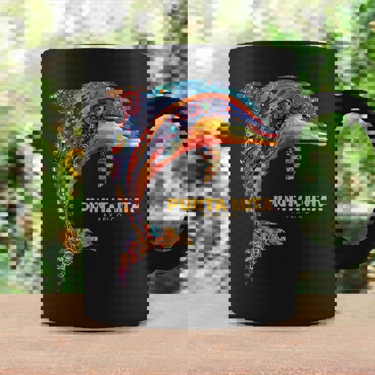 Punta Mita メキシコ バケーション ヴィンテージ トライバル イルカ コーヒーマグ ギフトのアイデア