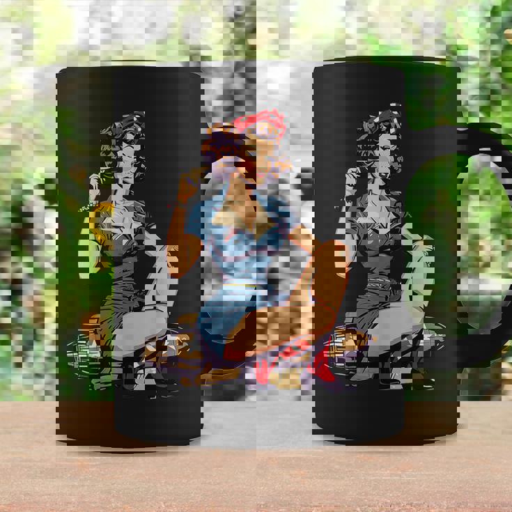 Retro Patriotic Pin-Upintage Usa Flag American Beauty Girl コーヒーマグ ギフトのアイデア