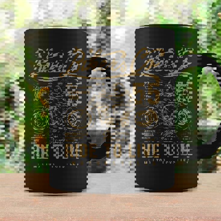 Ride To Live アンティーク風ビンテージレトロアメリカンバイク コーヒーマグ ギフトのアイデア