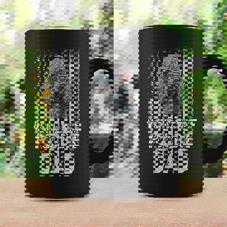 Vintage Usa Flag World's Best Poodle Dog Dad Fathers Day Coffee Mug Gifts ideas