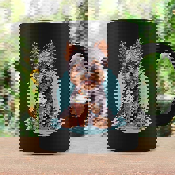 Yorkie Dog アニメ アイスクリームを食べる 夏 かわいい コーヒーマグ ギフトのアイデア