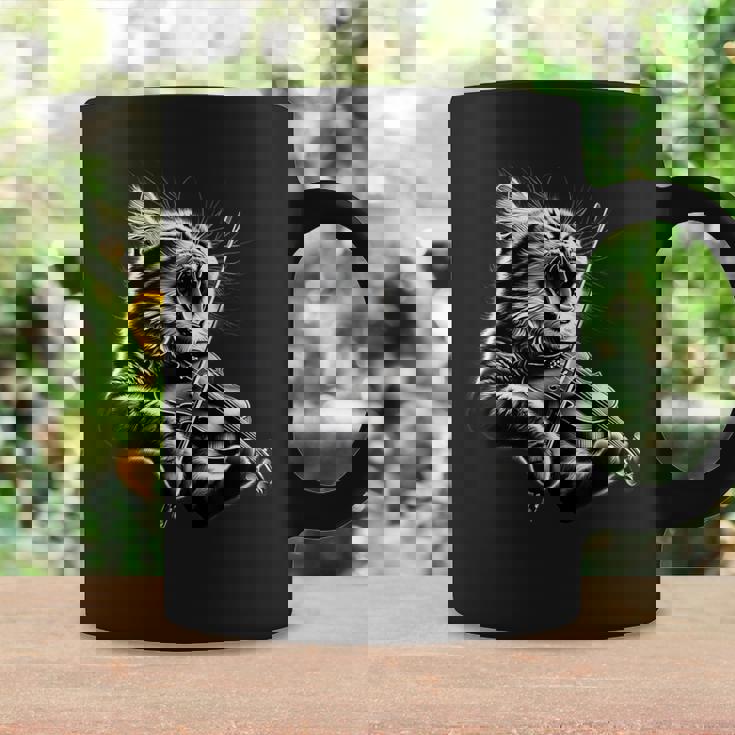 おもしろオーケストラ ミュージシャン バイオリニスト ロックキャット 演奏 バイオリン コーヒーマグ ギフトのアイデア