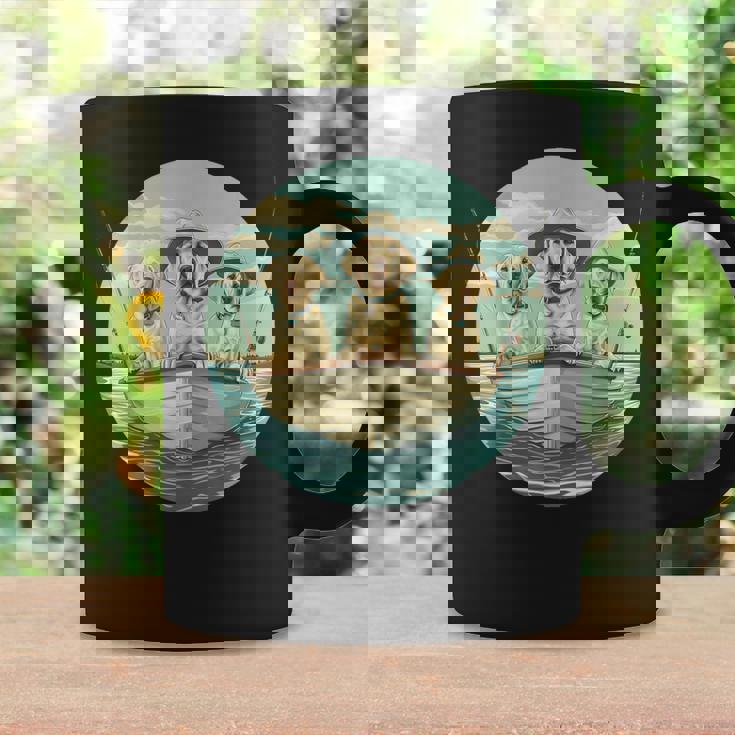 かわいい イエロー ラブラドールレトリバー 犬 釣り ボート 湖 犬 コーヒーマグ ギフトのアイデア