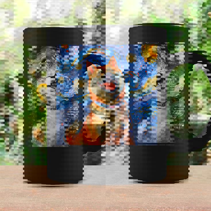 かわいい 柴犬 犬 星月夜 ヴィンセント・ヴァン・ゴッホ 絵画 コーヒーマグ ギフトのアイデア