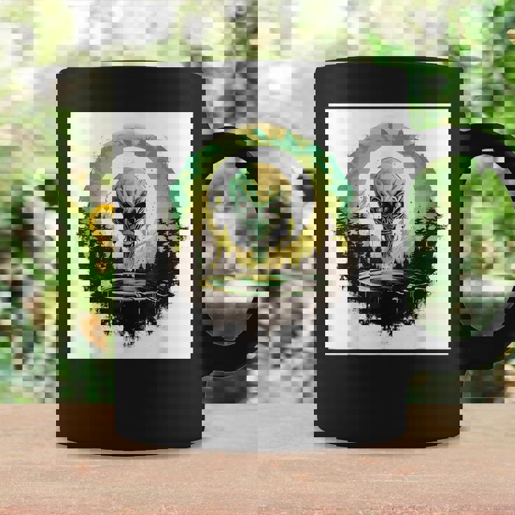 かわいいグリーンエイリアンヘッドufoスペースフェイス コーヒーマグ ギフトのアイデア