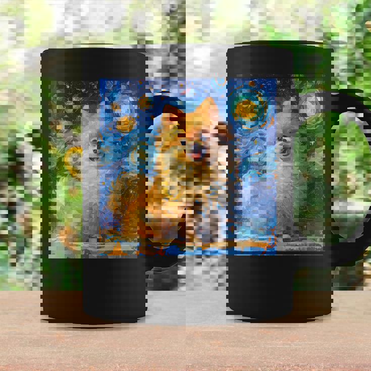 かわいいポメラニアン犬 星月夜 ヴィンセント・ヴァン・ゴッホ絵画 コーヒーマグ ギフトのアイデア