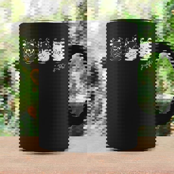 ねこさん 3 スリー Neko・Neko・Neko 黒猫・ハチワレ・白猫【どうぶつフレンズ】不機嫌猫 顔イラスト コーヒーマグ ギフトのアイデア