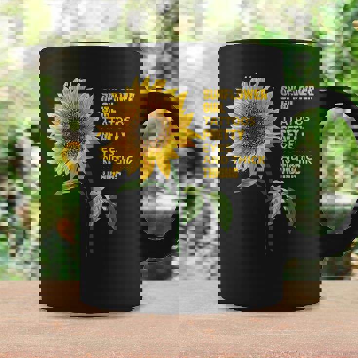 ひまわりガール タトゥー かわいい目 太腿 コーヒーマグ ギフトのアイデア