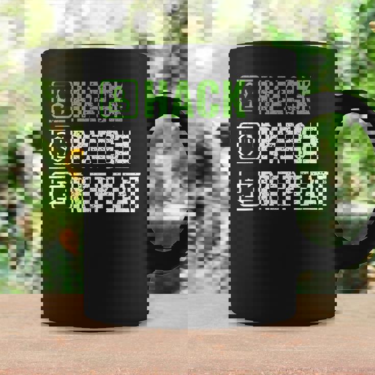 へのギフト ハック パッチ リピート エシカル ハッカー サイバーセキュリティ コーヒーマグ ギフトのアイデア
