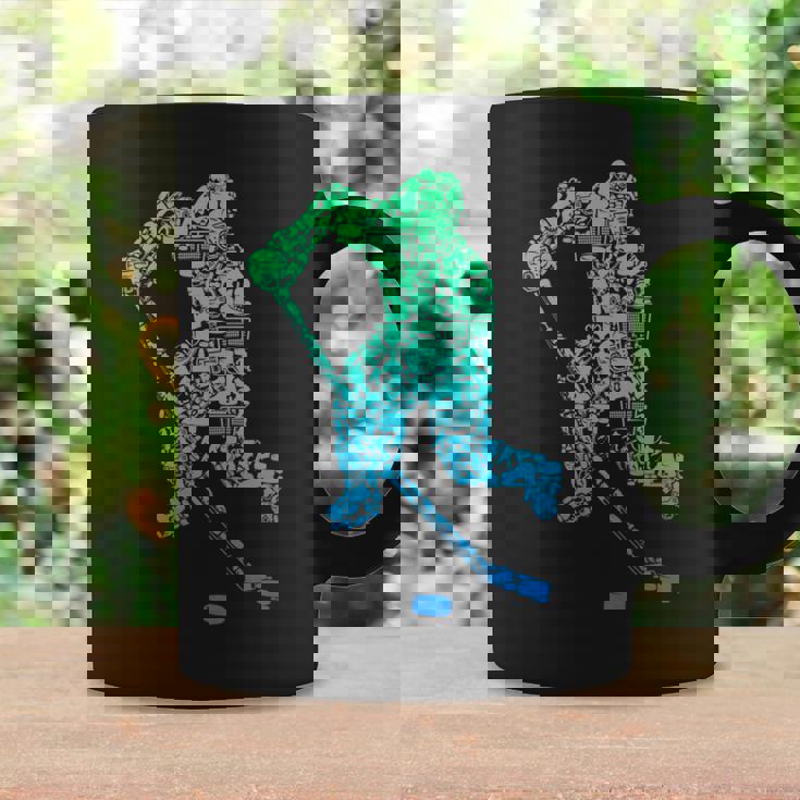 アイスホッケー選手ユースメンズキッズボーイズ 長袖tシャツ コーヒーマグ ギフトのアイデア