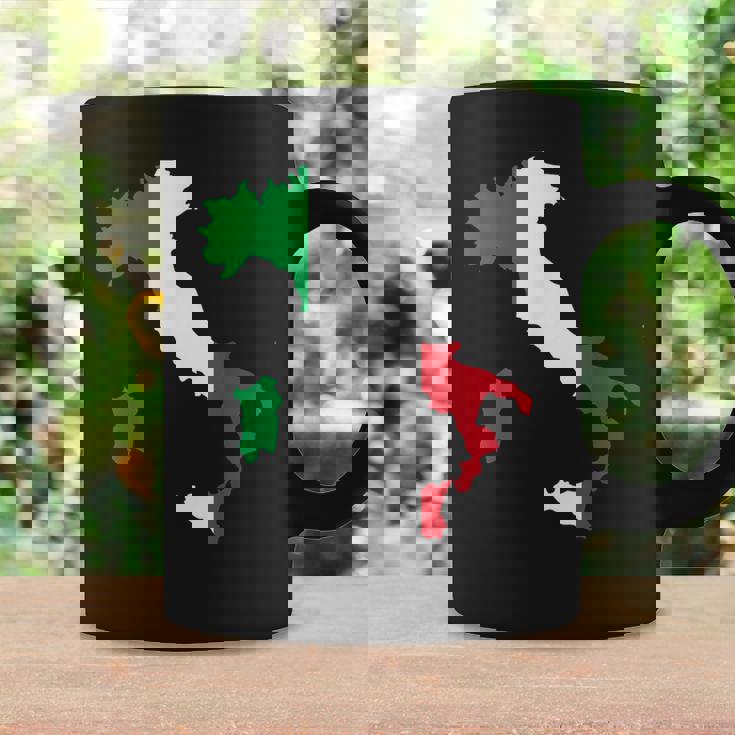 アウトライン イタリア 赤 白 緑 ストライプ 地図 コーヒーマグ ギフトのアイデア