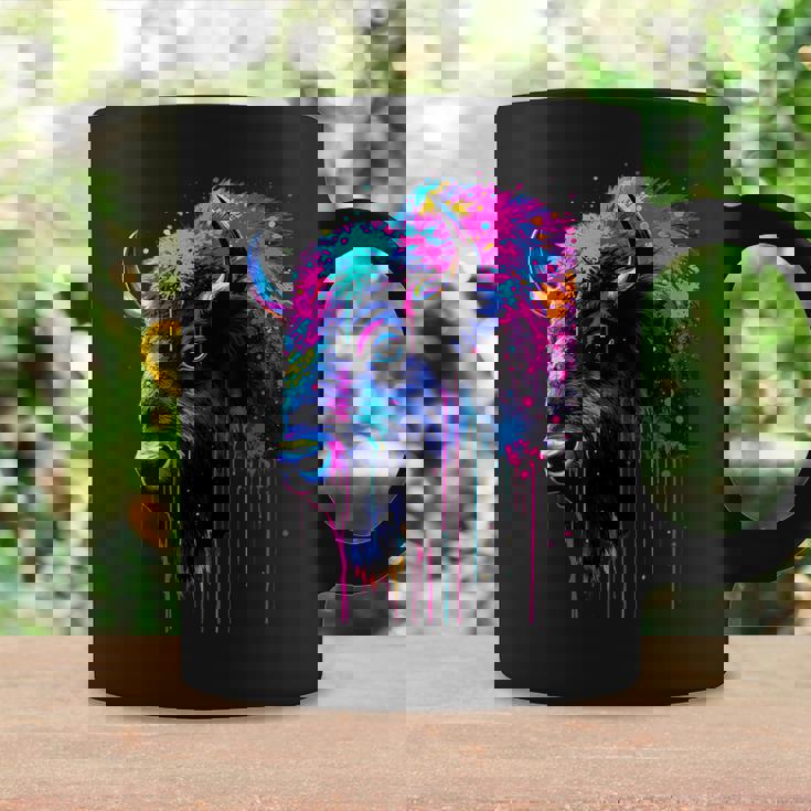 アメリカンバイソンカラーポップアート 美しいアメリカンバイソン愛好家 コーヒーマグ ギフトのアイデア