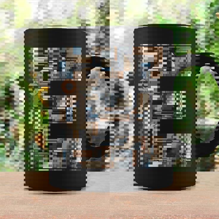 イニシャル 名前 文字 E アルファベット キュービズム アートスタイル 長袖tシャツ コーヒーマグ ギフトのアイデア