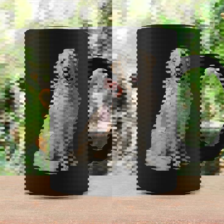 イングリッシュクリーム ゴールデンレトリバー 子犬 ピンク リボン クリーン ガール コーヒーマグ ギフトのアイデア