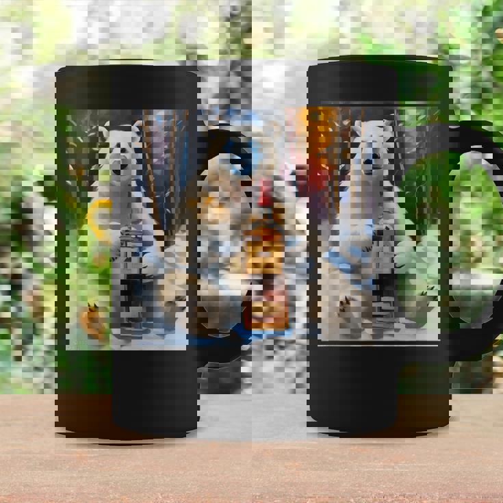 ウイスキーが飲みたいと目で訴える白熊 半袖 男女兼用 コーヒーマグ ギフトのアイデア