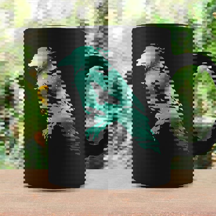 オーディンブラックカラスギフトバイキングレイヴンシルエット コーヒーマグ ギフトのアイデア