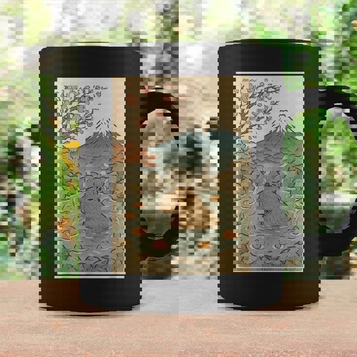 カピバラ 桜と温泉のカワイイアート コーヒーマグ ギフトのアイデア