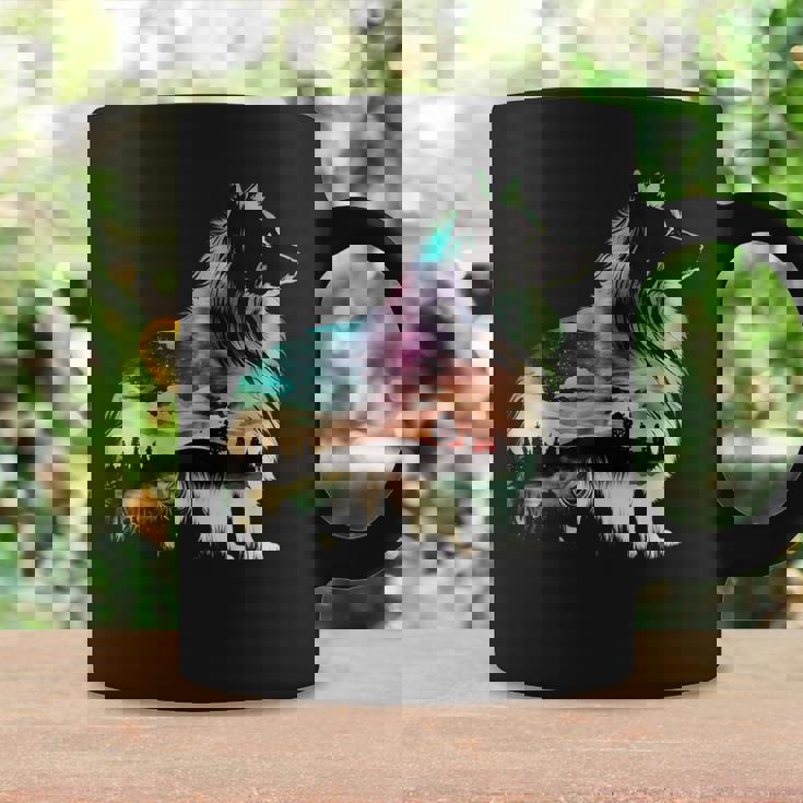 カラフル シェルティ 自然 シェットランド シープドッグ 反射 コーヒーマグ ギフトのアイデア