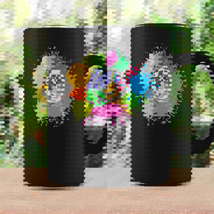 カラフル スプラッター ペイント 水彩 スマイル フェイス ユニセックス コーヒーマグ ギフトのアイデア