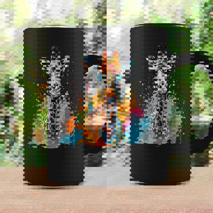 カラフルなキリン 動物 恋人 スプラッシュアート コーヒーマグ ギフトのアイデア