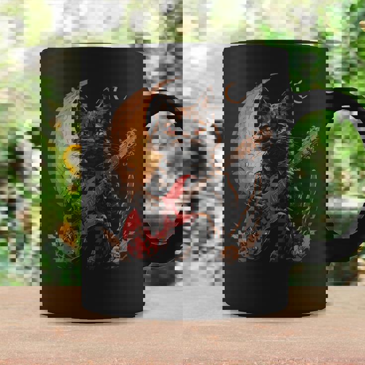 ギターを弾くロックキャット 面白いロックミュージックギター猫 コーヒーマグ ギフトのアイデア