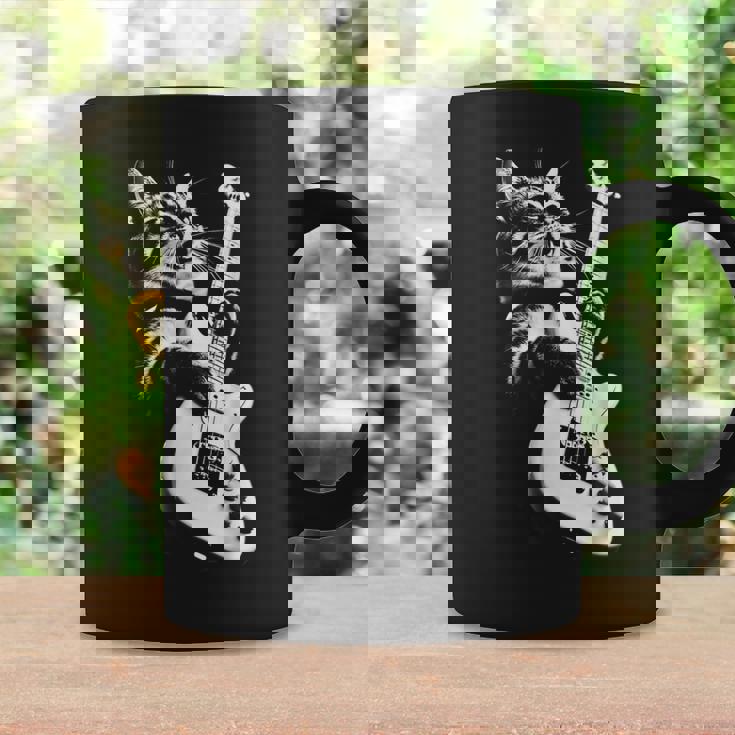 ギターを弾くロック猫 面白いギター猫 コーヒーマグ ギフトのアイデア