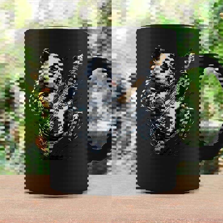 ギター付きパンダ グラフィック パンダ愛好家 パンダ ベース演奏 コーヒーマグ ギフトのアイデア