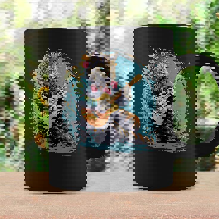 クラシックギターを弾く猫 猫 ギター 音楽 コーヒーマグ ギフトのアイデア