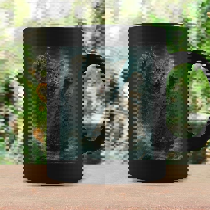 クラーケンの海の怪獣が海に潜る海賊船を襲う巨大猫 コーヒーマグ ギフトのアイデア