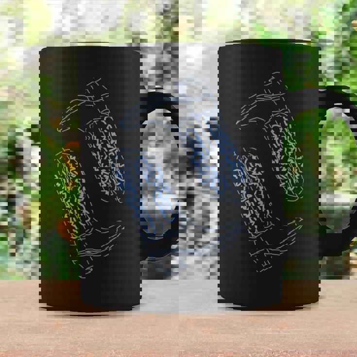 コースタル カウガール ブルー カウボーイブーツ コケット ウエスタン コーヒーマグ ギフトのアイデア